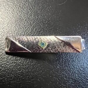 Sarah Coventry Aristocrat Tie Bar Silver Tone Blue Rhinestone Vintage Mens Clip